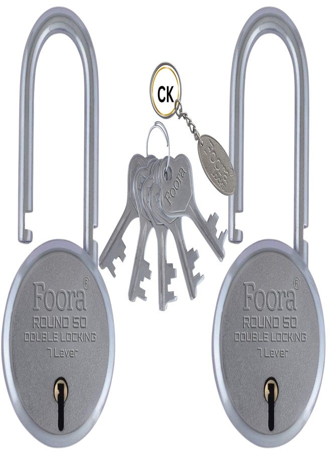 Foora Small Lock and Keys, Long Neck Shackle Door Lock for Home, Shop Same Key for Multiple Lock, 2 Padlock 5 Same Key Lock Set, Common Key Lock Set of 2 Silver Finish - Image 1
